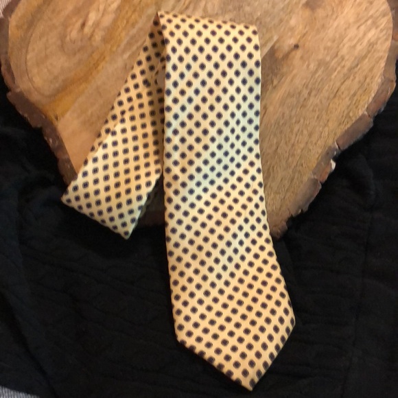 Vtg RALPH LAUREN 100% Silk  Necktie Luxe Designer Yellow Blue Diamond USA Made - Picture 9 of 16